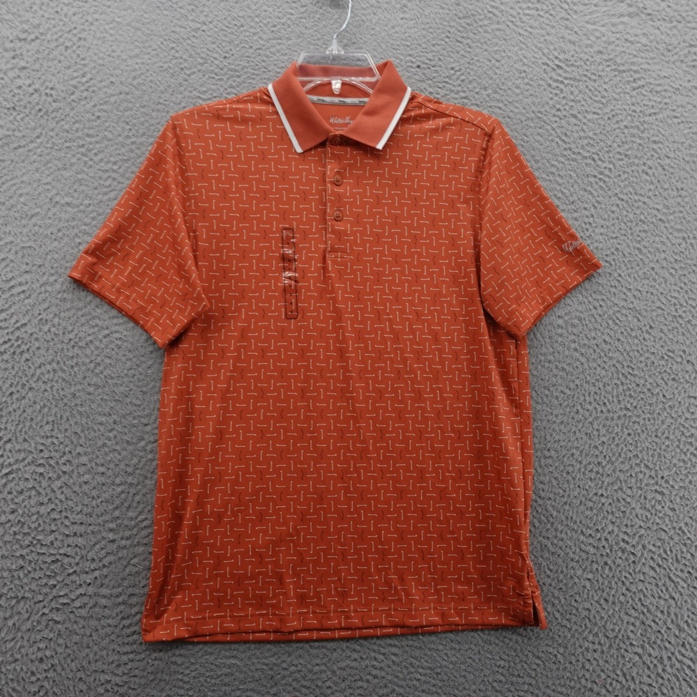 Walter‎ Hagen Performance Golf Polo Shirt Mens Small Broken Club Geo Orange